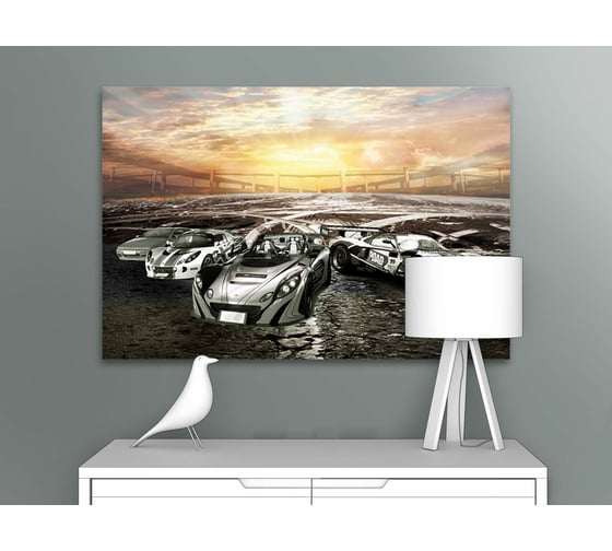 Картина Первое ателье "Спортивные автомобили на закате" 60x40 ШxВ ps28808-3