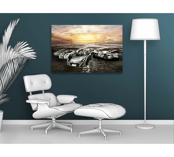 Картина Первое ателье "Спортивные автомобили на закате" 60x40 ШxВ ps28808-3