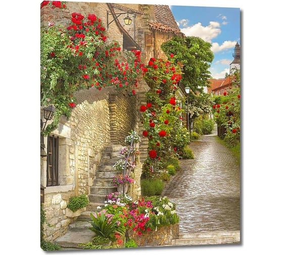 Картина Первое ателье "Яркие цветы на узкой улочке" 48x60 ШxВ ps28454-2