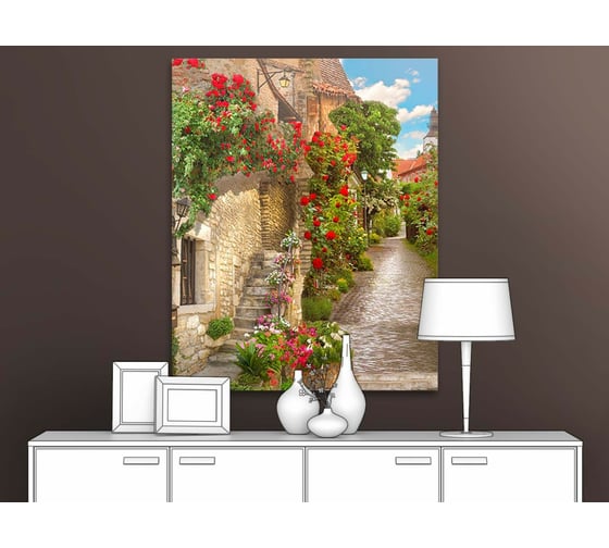 Картина Первое ателье "Яркие цветы на узкой улочке" 48x60 ШxВ ps28454-2