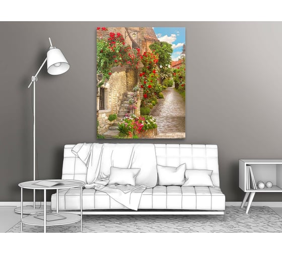 Картина Первое ателье "Яркие цветы на узкой улочке" 48x60 ШxВ ps28454-2