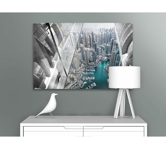 Картина Первое ателье "Футуристичный вид на город с высоты" 60x40 ШxВ ps78687-3