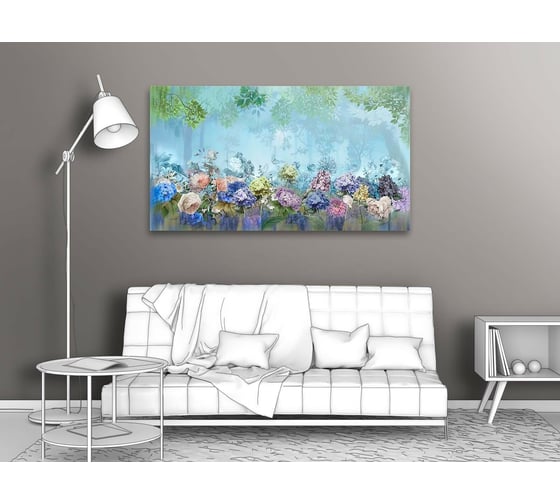 Картина Первое ателье "Цветы на фоне туманного леса" 80x45 ШxВ ps97348-4