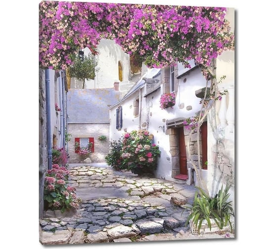 Картина Первое ателье "Улица с белыми домами и яркими цветами" 79x100 ШxВ ps28444-4 1