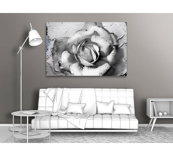 Картина Первое ателье "Черно-белая роза" 90x60 ШxВ ps97369-2