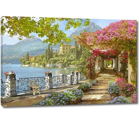 Картина Первое ателье "Цветочный сад рядом с набережной" 60x40 ШxВ ps28424-3