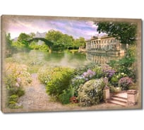 Картина Первое ателье "Сад на берегу озера с видом на мостик и усадьбу" 115x79 ШxВ ps28400-5