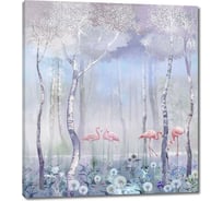 Картина Первое ателье "Фламинго на озере в туманном березовом лесу" 35x39 ШxВ ps78690-1