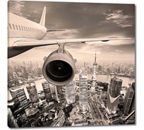 Картина Первое ателье "Самолет и вид на город с высоты" 35x35 ШxВ ps78600-1