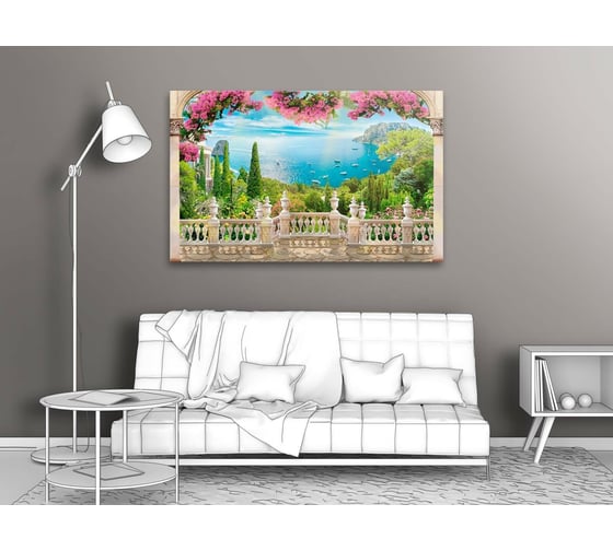 Картина Первое ателье "Терраса с цветами и видом на море" 115x72 ШxВ ps28067-5