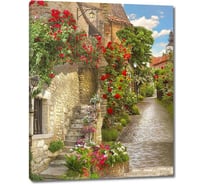Картина Первое ателье "Яркие цветы на узкой улочке" 60x75 ШxВ ps28454-3