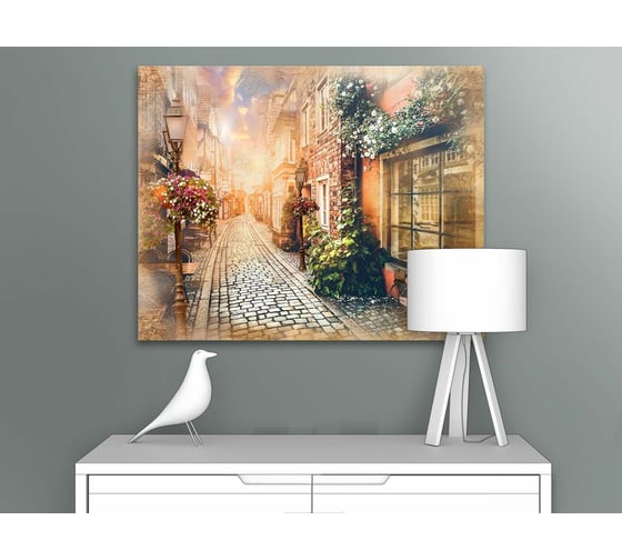 Картина Первое ателье "Яркий закат на узкой улочке" 80x64 ШxВ ps28496-4