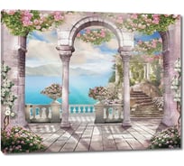 Картина Первое ателье "Солнечный день на веранде с цветами и колоннами" 75x60 ШxВ ps28489-2