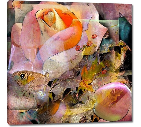 Картина Первое ателье "Яркая абстракция с цветами" 35x35 ШxВ ps28537-1 1