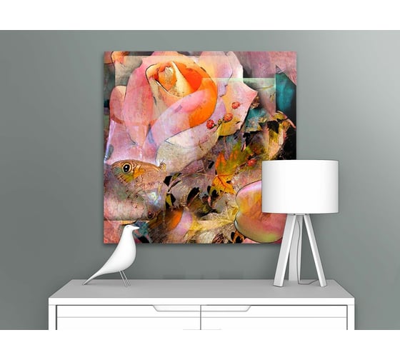 Картина Первое ателье "Яркая абстракция с цветами" 60x60 ШxВ ps28537-3