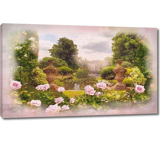 Картина Первое ателье "Фонтан в центре цветочного сада" 80x49 ШxВ ps28470-4 1