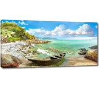 Картина Первое ателье "Старая лодка на побережье" 80x40 ШxВ ps28480-4