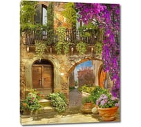 Картина Первое ателье "Яркая улица с цветами и растениями" 60x75 ШxВ ps28497-3