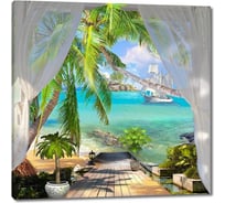 Картина Первое ателье "Терраса с пальмами на берегу" 35x35 ШxВ ps28477-1