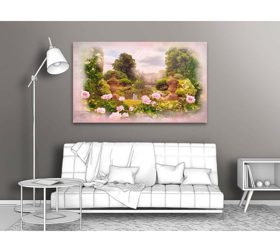 Картина Первое ателье "Фонтан в центре цветочного сада" 115x70 ШxВ ps28470-5