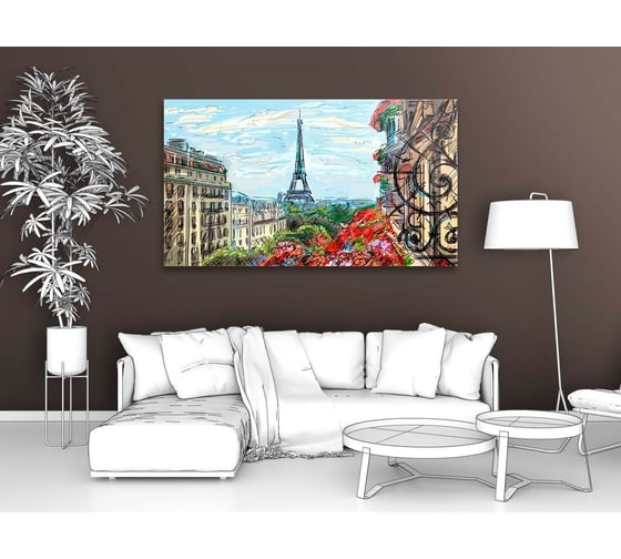 Картина Первое ателье "Рисунок прекрасного Парижа с балкона" 80x45 ШxВ ps28632-4