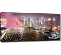 Картина Первое ателье "Ретро автомобиль на фоне ночного города" 35x18 ШxВ ps28588-1