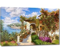 Картина Первое ателье "Яркая улица с домом утопающим в цветах" 60x40 ШxВ ps28733-3