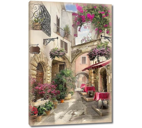 Картина Первое ателье "Солнечная и светлая улица с кафе" 40x60 ШxВ ps28594-2