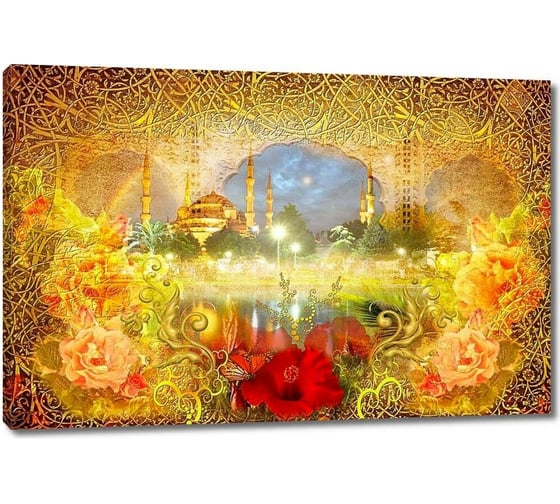 Картина Первое ателье "Яркая абстракция с розами" 90x60 ШxВ ps28586-2