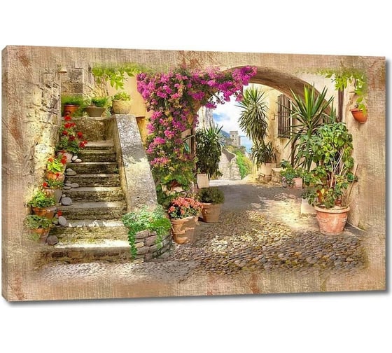 Картина Первое ателье "Улица с прекрасными цветами в горшках" 90x60 ШxВ ps28712-2 1