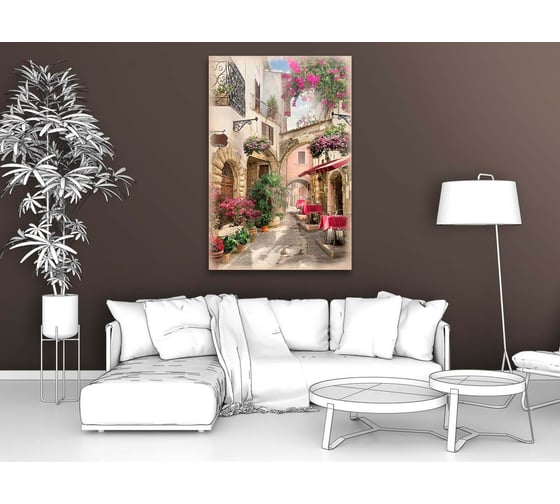 Картина Первое ателье "Солнечная и светлая улица с кафе" 60x90 ШxВ ps28594-3
