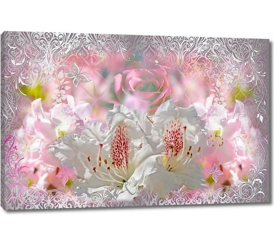 Картина Первое ателье "Цветы на абстрактной картине" 35x23 ШxВ ps28617-1 1