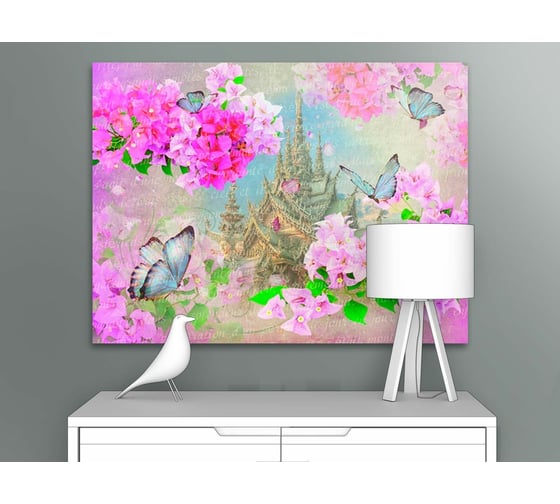 Картина Первое ателье "Яркие цветы на фоне замка" 35x26 ШxВ ps28700-1