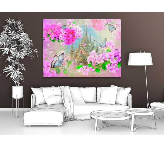 Картина Первое ателье "Яркие цветы на фоне замка" 35x26 ШxВ ps28700-1