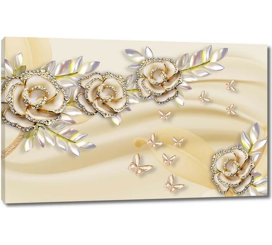 Картина Первое ателье "Ювелирные розочки на шелке" 60x38 ШxВ ps140482-3 1