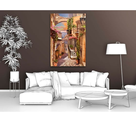 Картина Первое ателье "Спуск вниз по узкой улице" 60x90 ШxВ ps28674-3