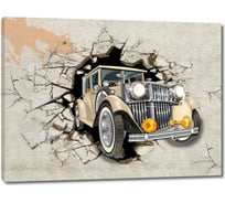 Картина Первое ателье "Ретро машина из бетонной стены" 60x45 ШxВ ps94947-3