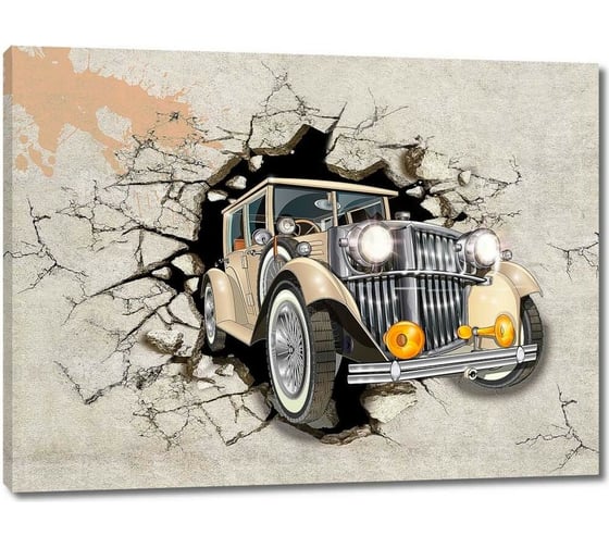 Картина Первое ателье "Ретро машина из бетонной стены" 60x45 ШxВ ps94947-3
