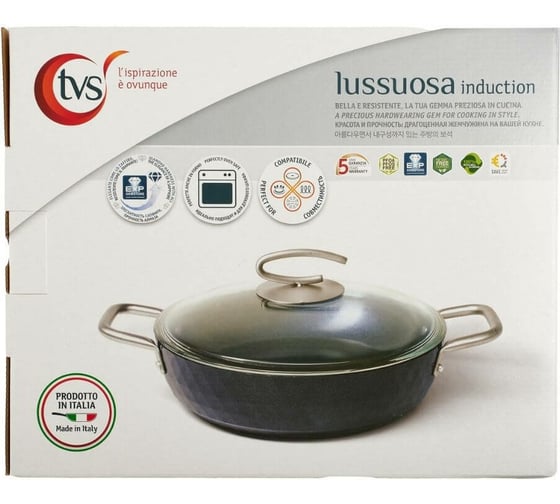 Сотейник TVS Lussuosa induction 28 см с крышкой 4P578284020001C