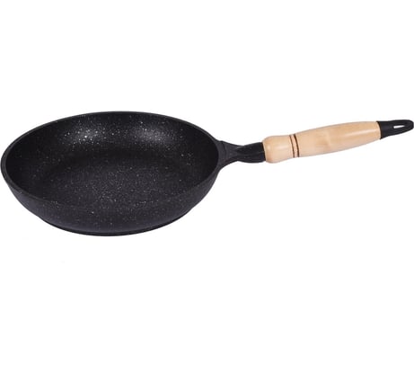 Сковорода Kukmara 220/45мм, с деревянной ручкой, АП, темный мрамор смт229а