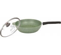 Сковорода Kukmara 240/60мм, со съемной ручкой, со стеклянной крышкой, АП, фисташковый мрамор смф24604а