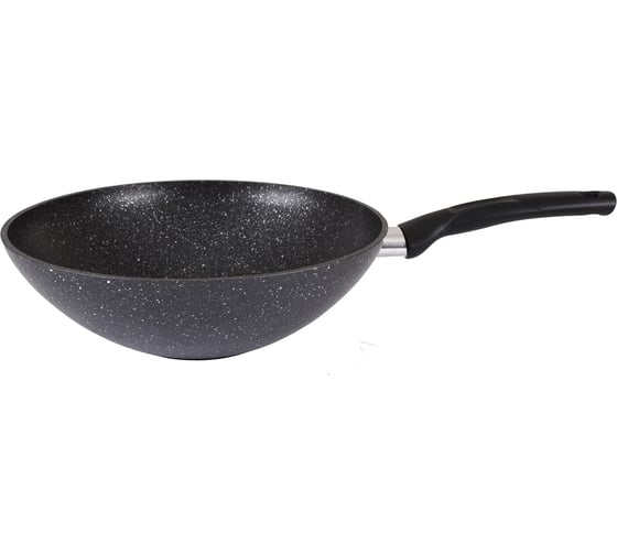 Сковорода wok Kukmara классическая, 280/95мм, с ручкой, АП, темный мрамор свкмт280а 1