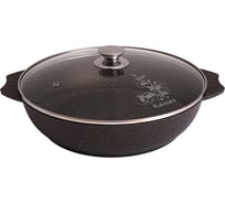 Сотейник Kukmara 300/75мм, со стеклянной крышкой, АП, кофейный мрамор смк307а