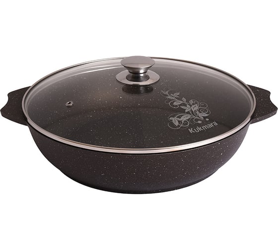 Сотейник Kukmara 300/75мм, со стеклянной крышкой, АП, кофейный мрамор смк307а 1