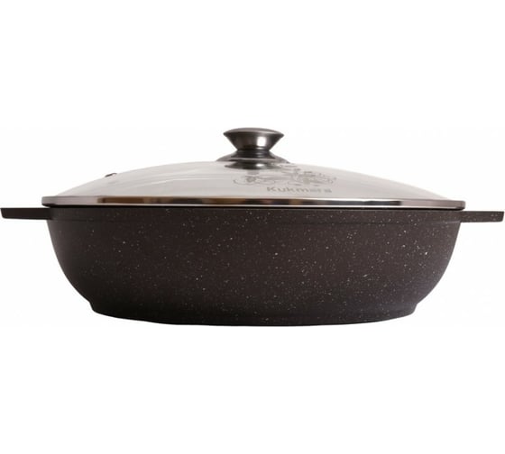 Сотейник Kukmara 300/75мм, со стеклянной крышкой, АП, кофейный мрамор смк307а