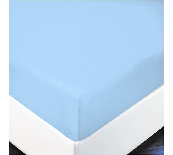 Простыня Ночь нежна на резинке, голубой, кулирка, 120 гр, 180x200x20, стандарт 4660056041783 1