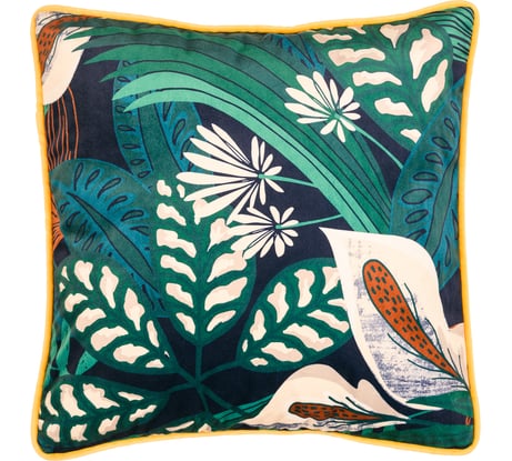 Декоративная подушка Moroshka Shangri La 40x40 см, на потайной молнии, цвет зеленый, желтый D02-49