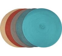 Подстановочная салфетка плейсмат КОШКИН ДОМ круглая 38 см, под рогожку, одноцветная, ПП 50-10-006