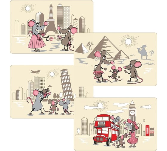 Салфетка МУЛЬТИДОМ Мышки-путешественники размер 39х25 см, 4 дизайна FJ88-366 1