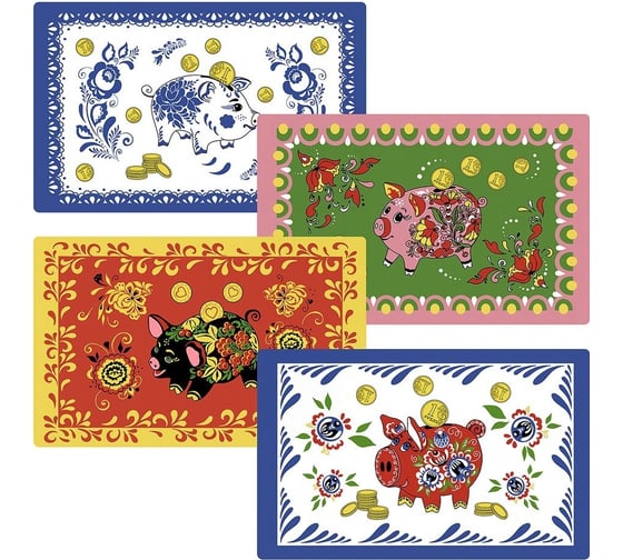 Салфетка МУЛЬТИДОМ Свинка-копилка 39х25 cm, 4 дизайна FJ88-353 1